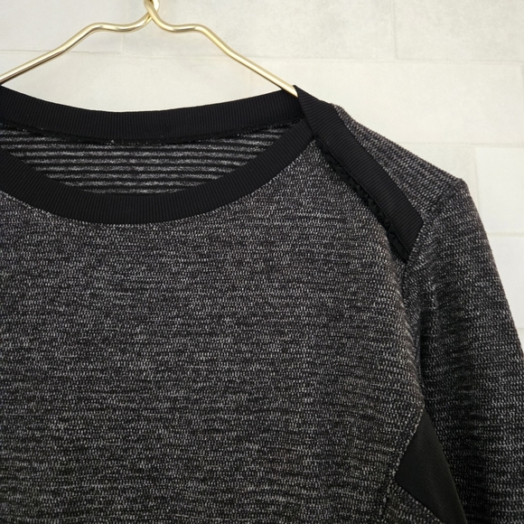 Lululemon Base Runner Long Sleeve Crewneck Top Mini Check Pique Heathered Black - Picture 4 of 9